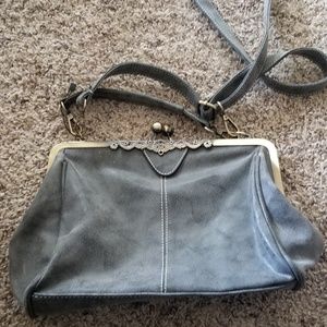 Grey suede handbag